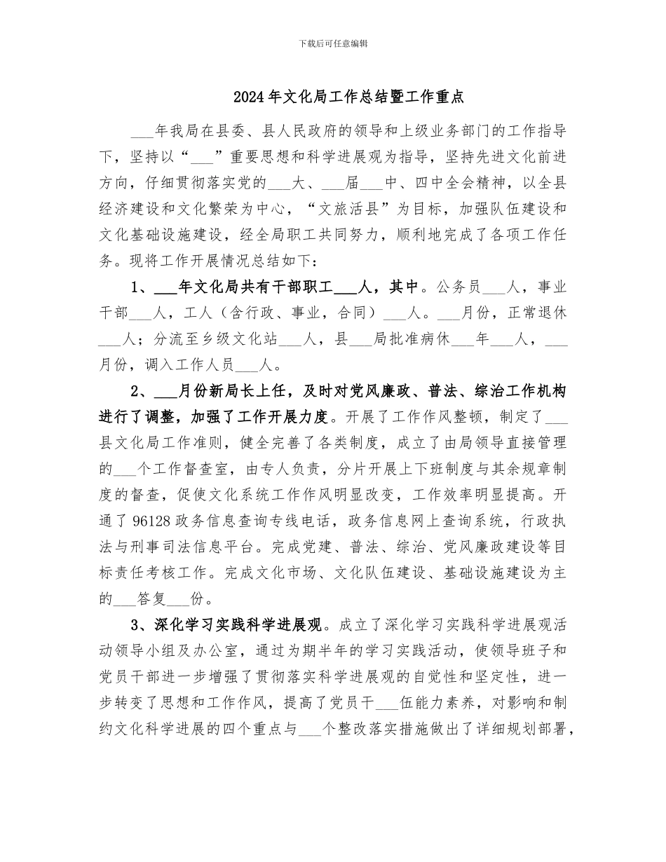 2024年文化局工作总结暨工作重点_第1页