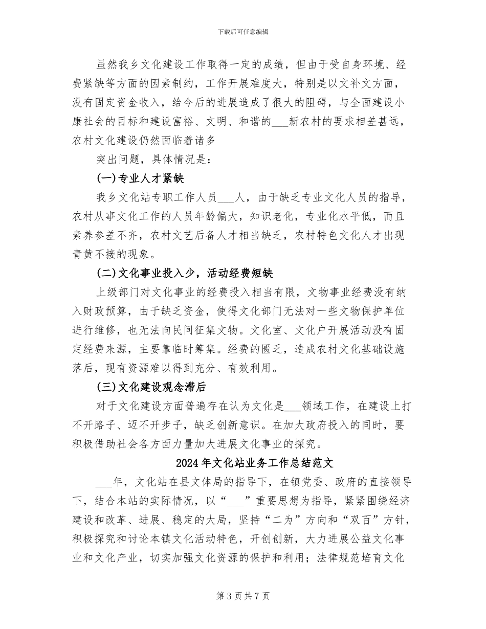 2024年文化站业务工作总结报告_第3页