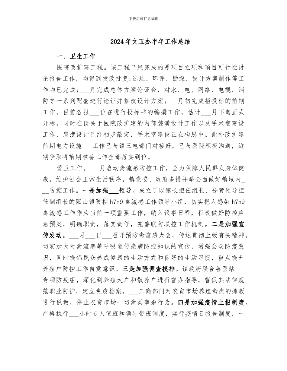 2024年文卫办半年工作总结_第1页