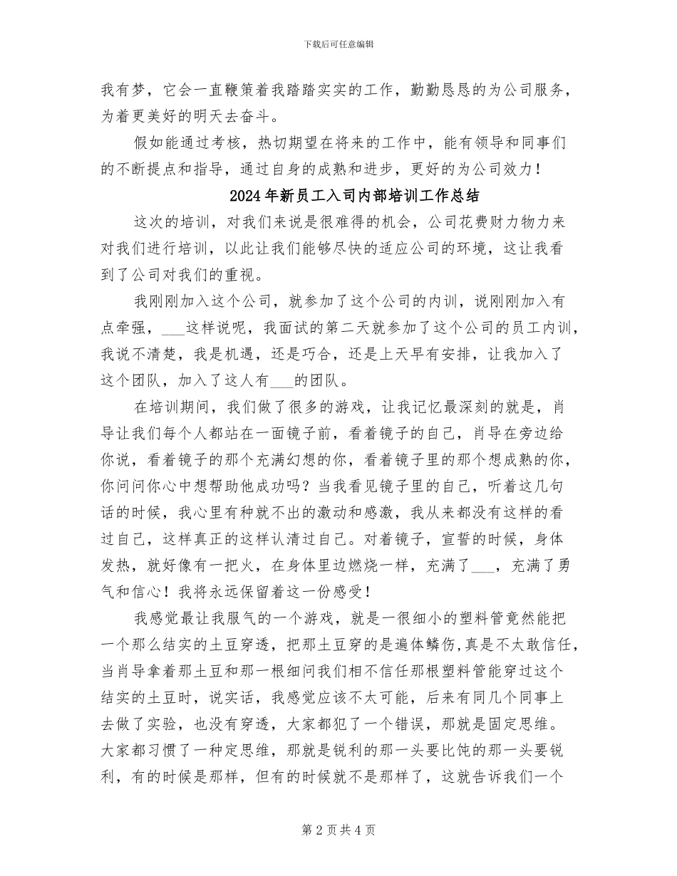 2024年新员工企业试用期转正工作总结_第2页