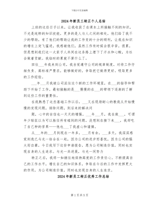 2024年新员工转正个人总结