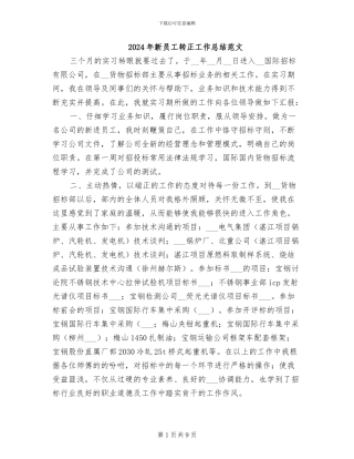 2024年新员工转正工作总结范文