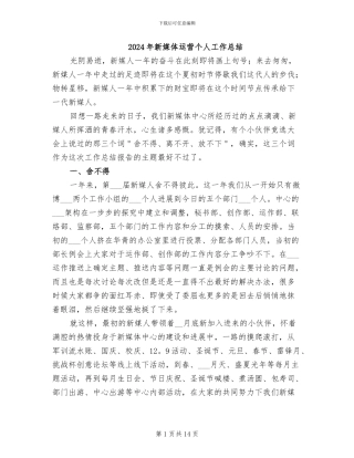 2024年新媒体运营个人工作总结