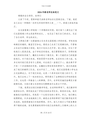 2024年新教师总结范文
