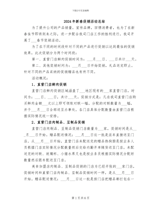2024年新春促销活动总结