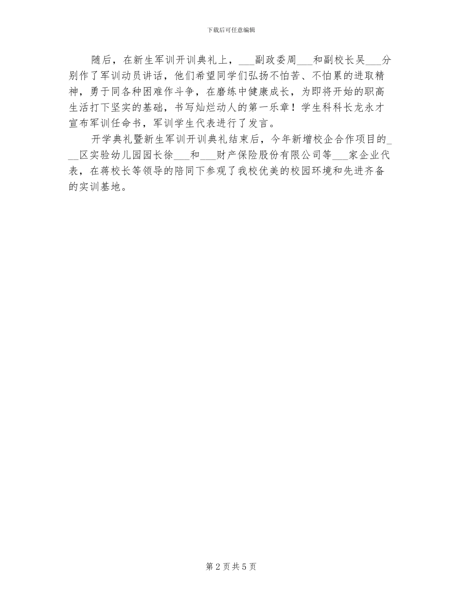 2024年新生军训开训典礼总结_第2页
