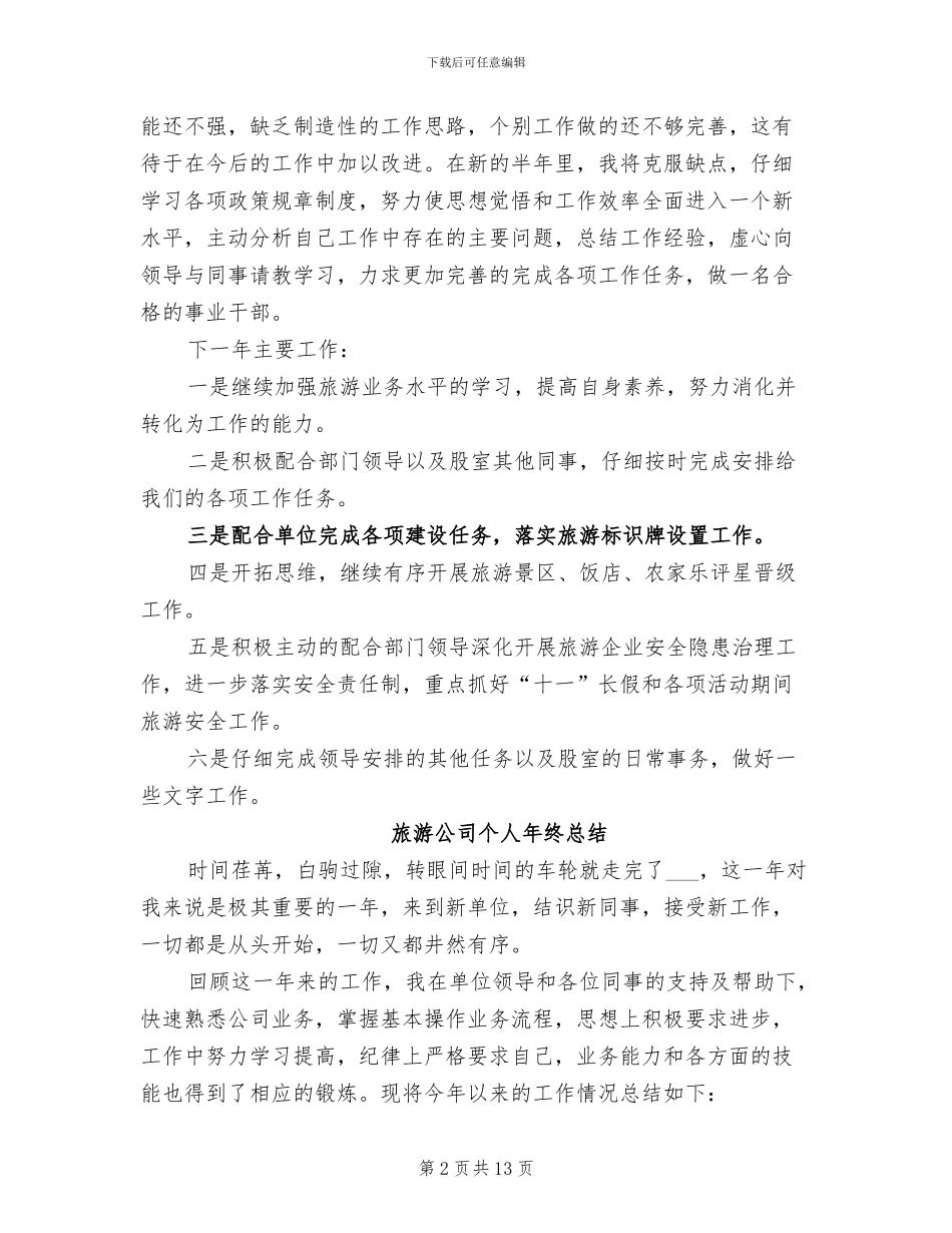 2024年旅游公司个人年终总结_第2页