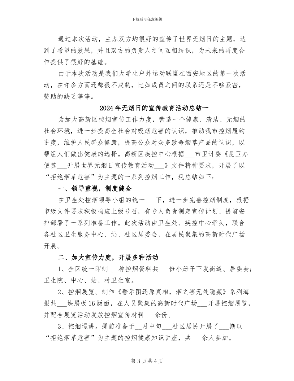 2024年无烟日活动总结示例_第3页