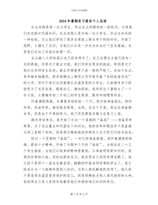 2024年暑期实习报告个人总结