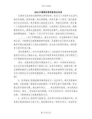 2024年暑期远程研修培训总结