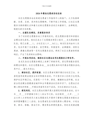2024年最佳志愿者活动总结