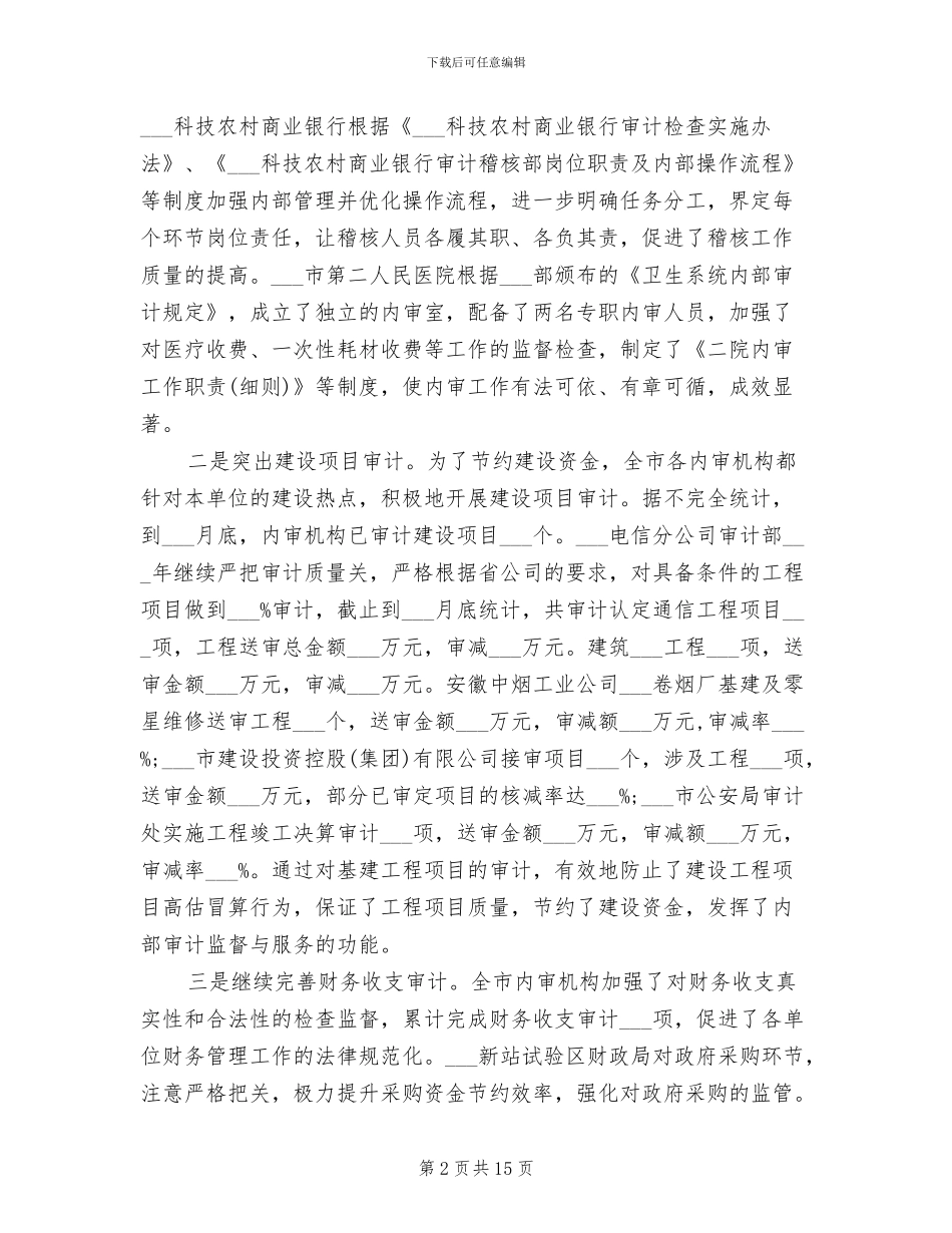 2024年最新内部审计工作总结报告_第2页