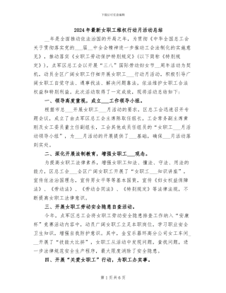 2024年最新女职工维权行动月活动总结