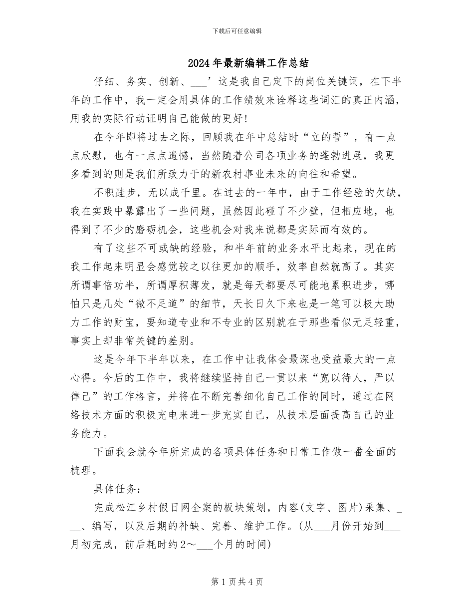 2024年最新编辑工作总结_第1页