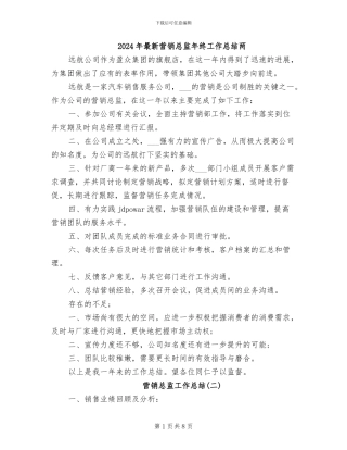 2024年最新营销总监年终工作总结两