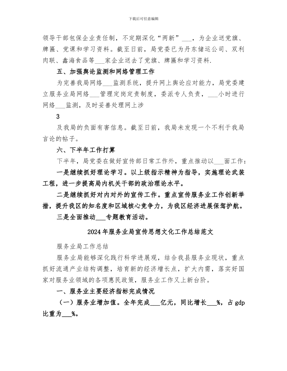 2024年服务业局宣传思想文化工作总结_第3页