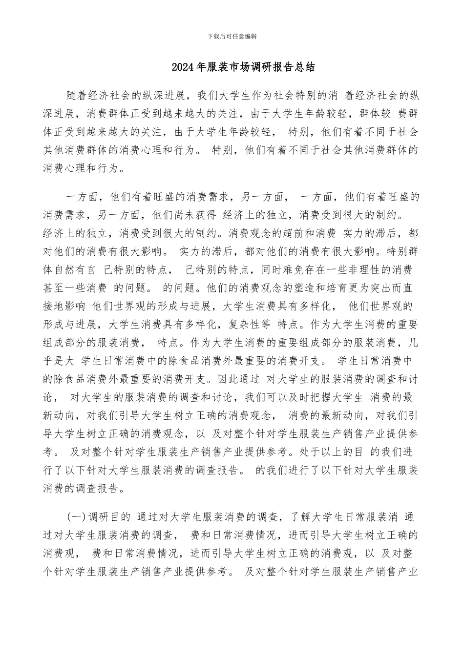 2024年服装市场调研报告总结_第1页