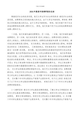 2024年服装市场调研报告总结