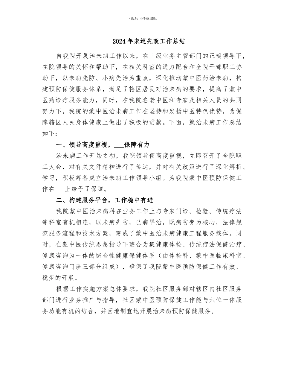 2024年未巡先改工作总结_第1页