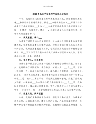 2024年机关单位植树节活动总结范文