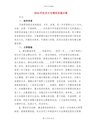 2024年机关文化建设实施方案