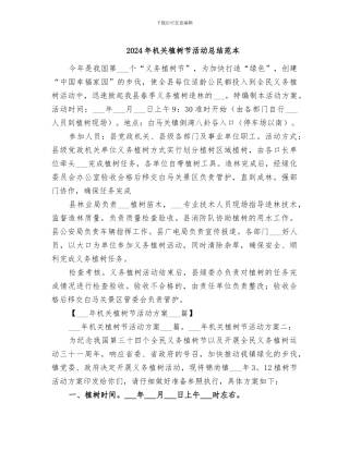 2024年机关植树节活动总结范本