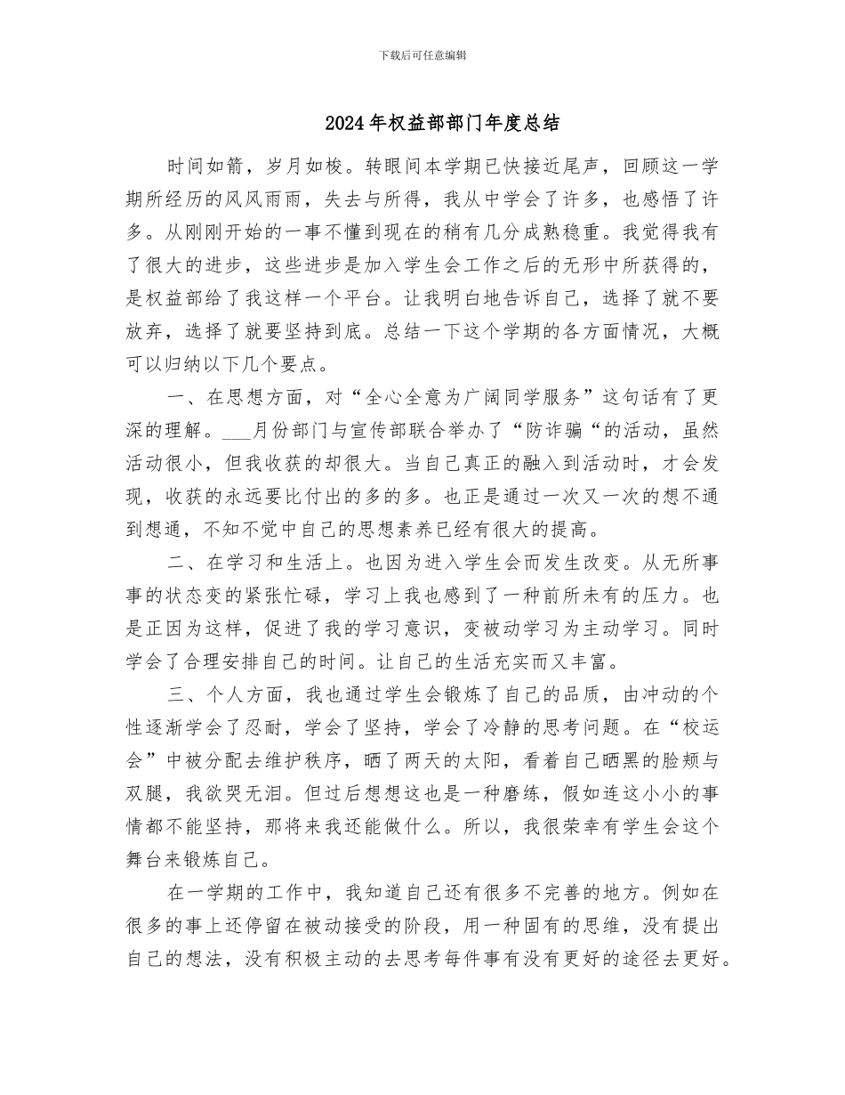 2024年权益部部门年度总结_第1页