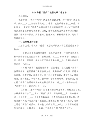 2024年村“两委”换届选举工作总结