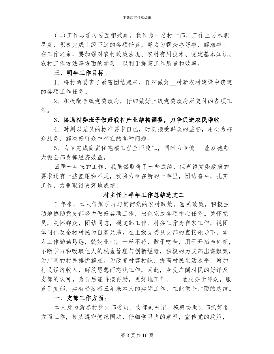 2024年村主任上半年工作总结范文_第3页