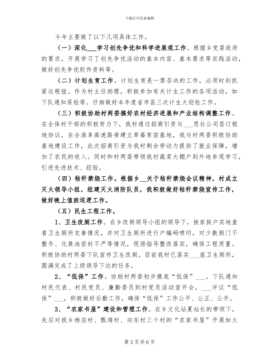 2024年村主任年度工作总结_第3页