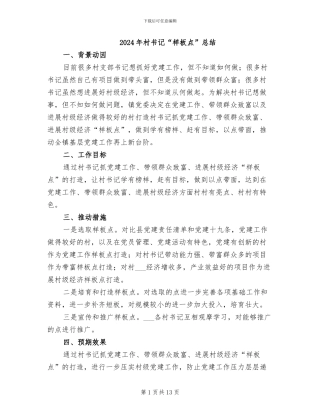 2024年村书记“样板点”总结