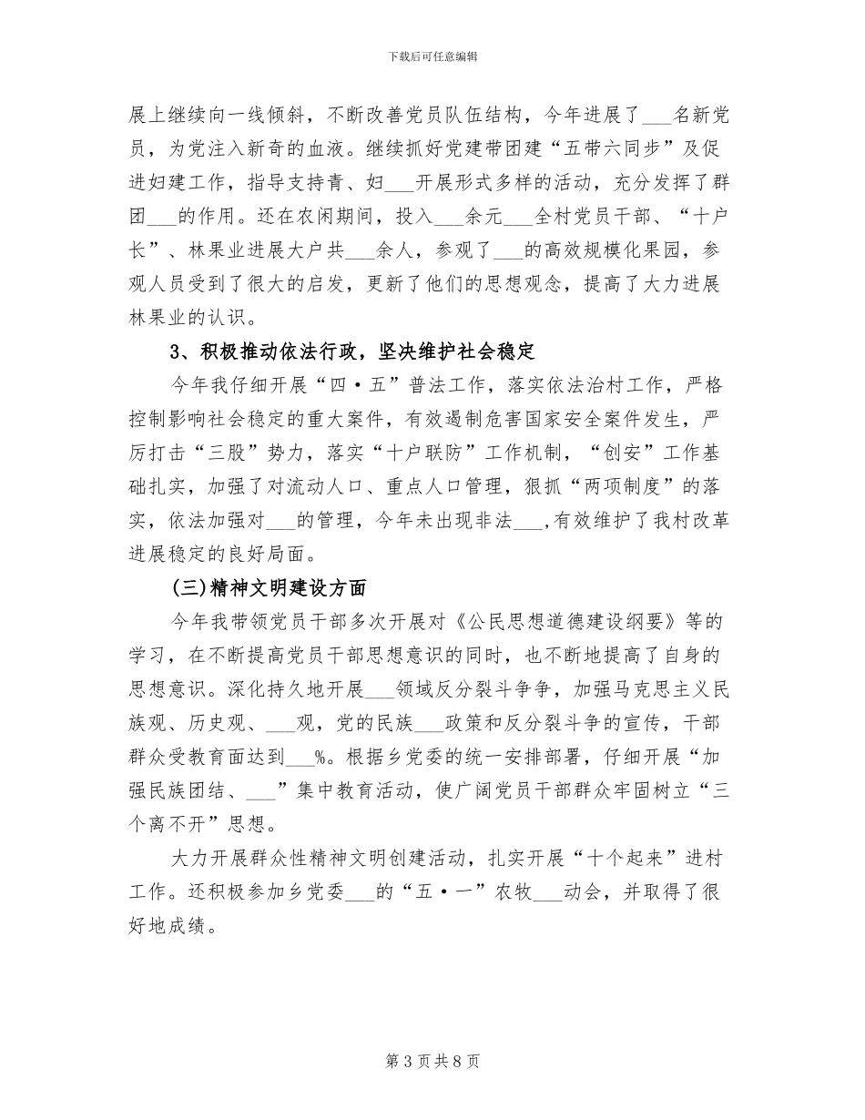 2024年村书记年度工作总结_第3页