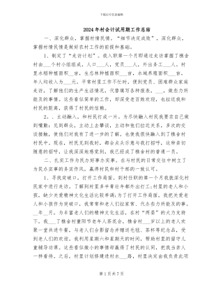 2024年村会计试用期工作总结