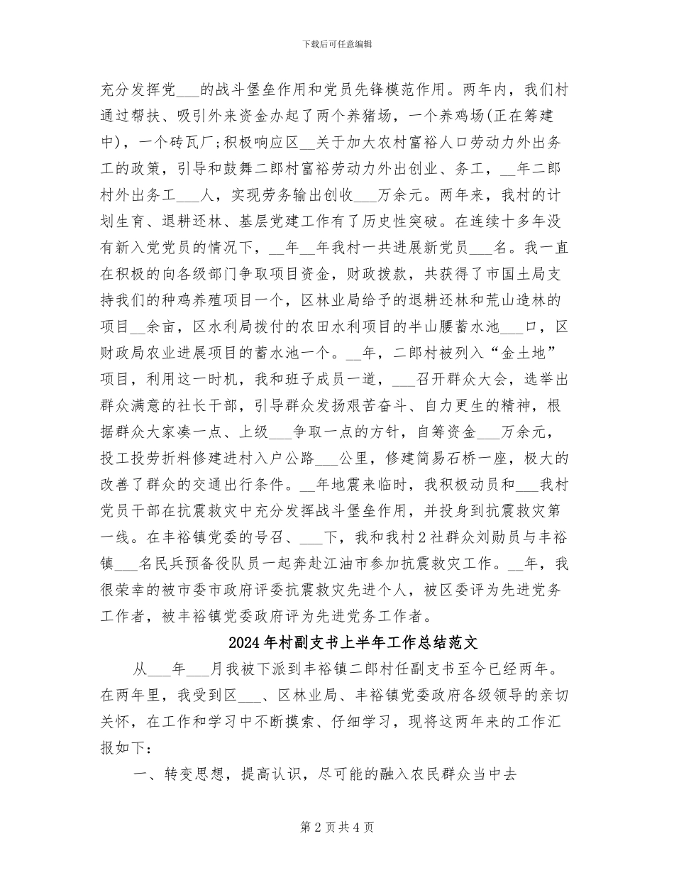 2024年村副支书上半年工作总结_第2页