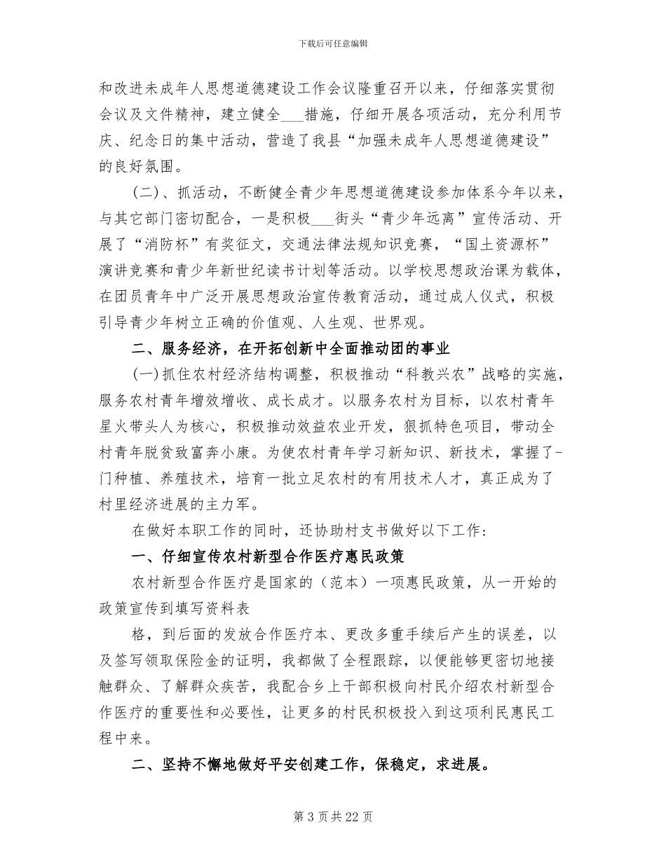 2024年村团支书年度总结_第3页