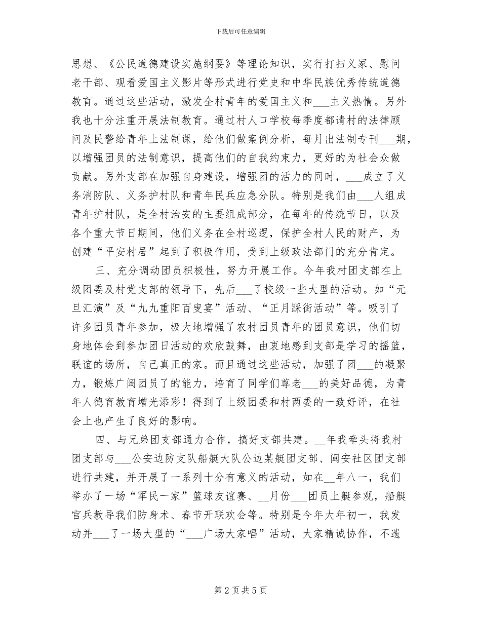 2024年村团支部书记工作总结_第2页