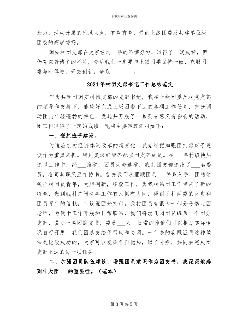 2024年村团支部书记工作总结_第3页