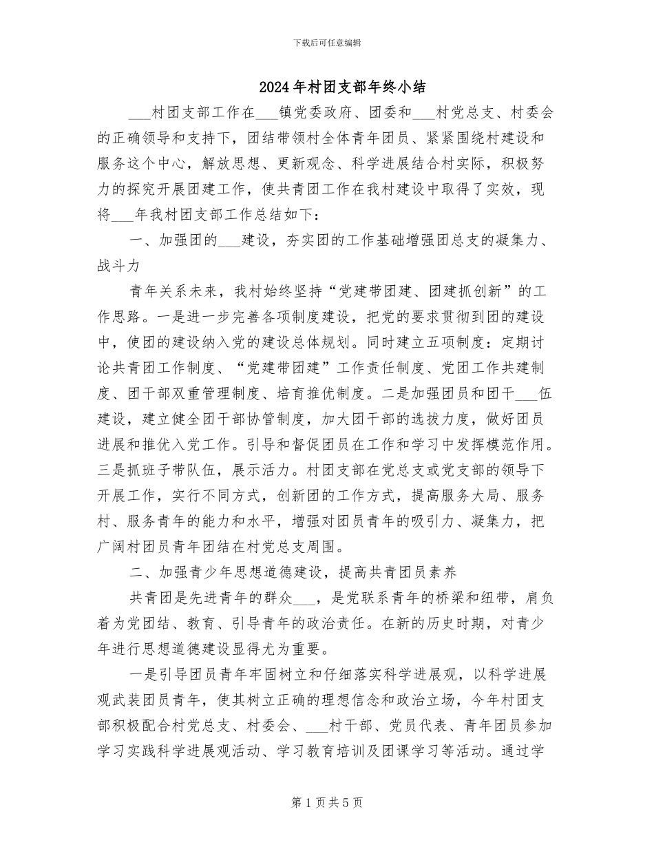 2024年村团支部年终小结_第1页