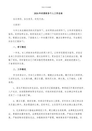 2024年村委财务个人工作总结