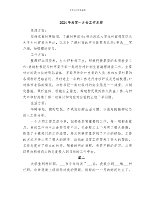 2024年村官一月份工作总结