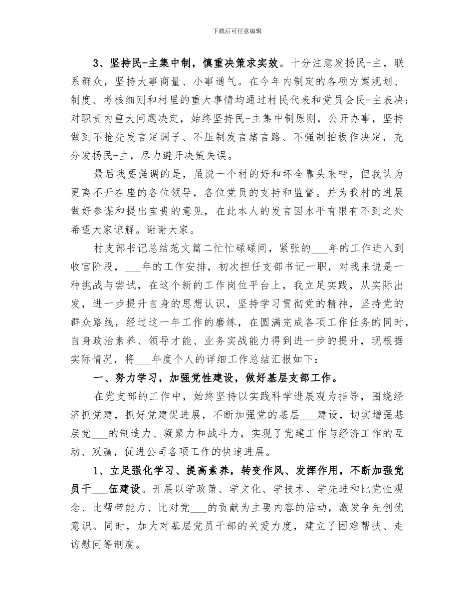 2024年村支部书记总结范文_第2页