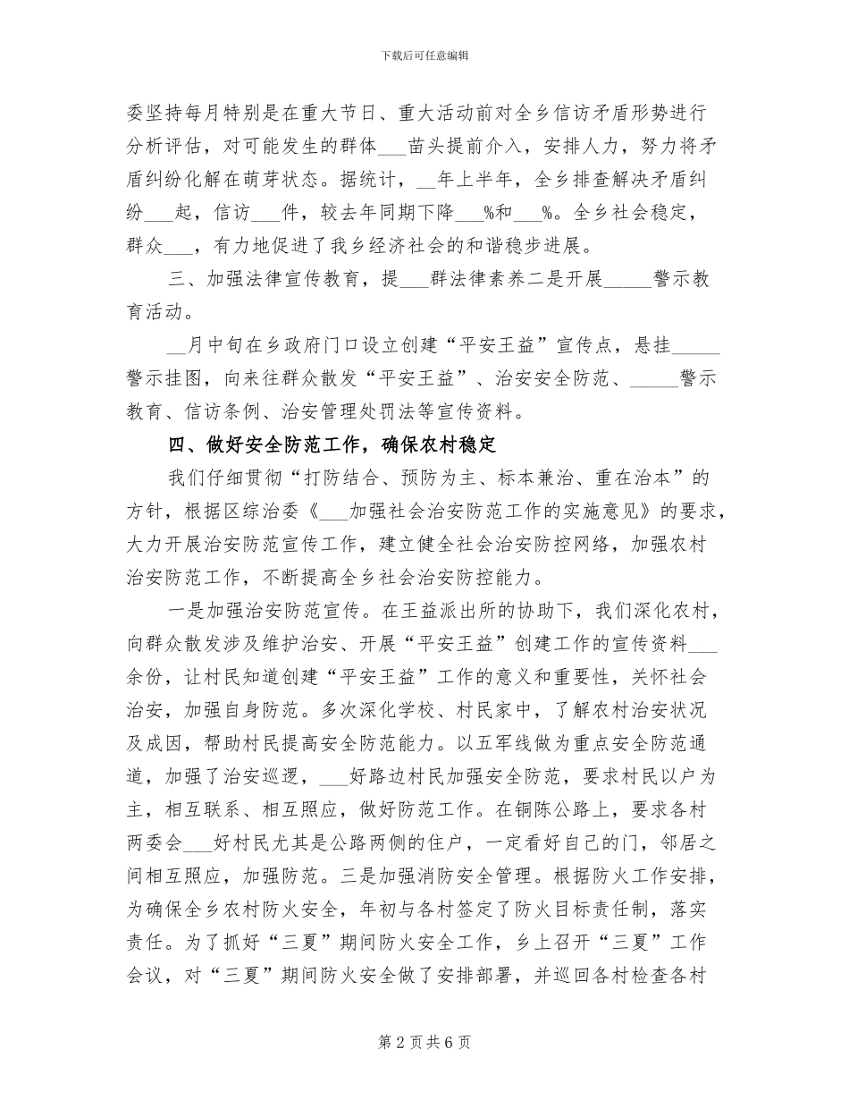 2024年村综治上半年工作总结_第2页
