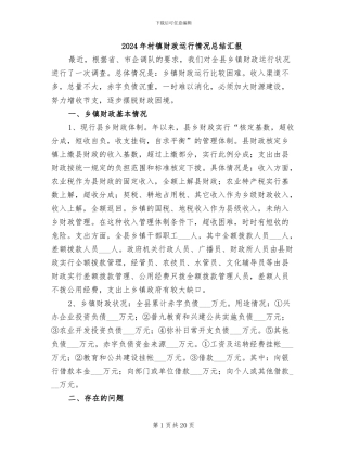 2024年村镇财政运行情况总结汇报