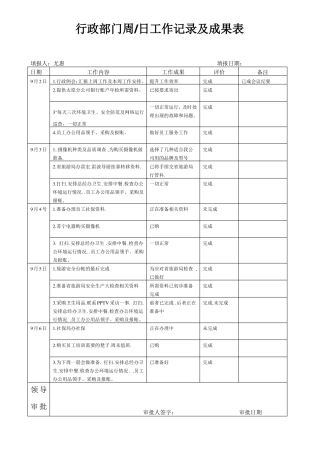 日工作记录及成果表