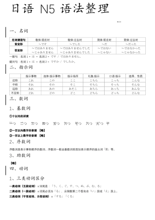 日语N5语法整理