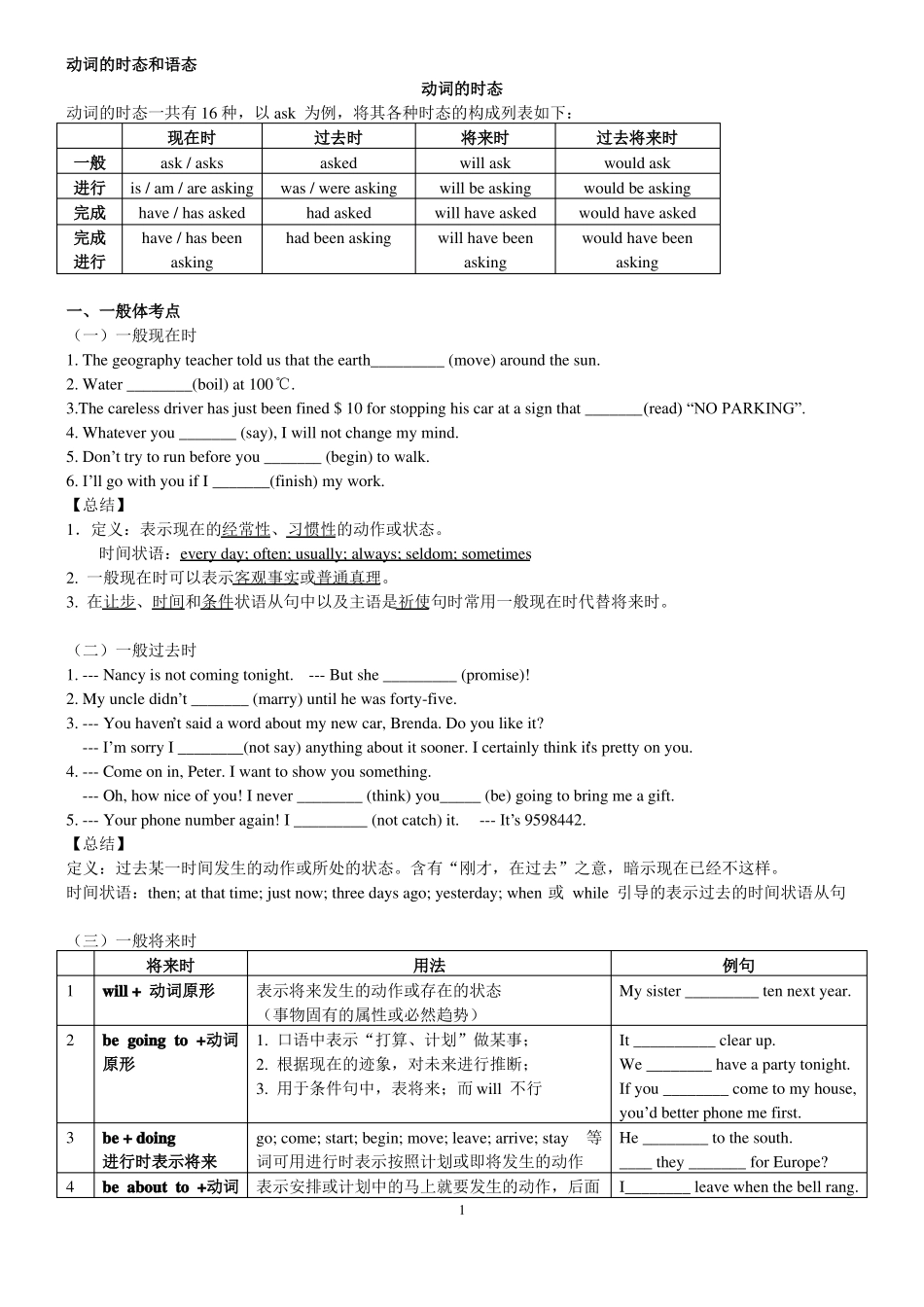 时态语态高中_第1页