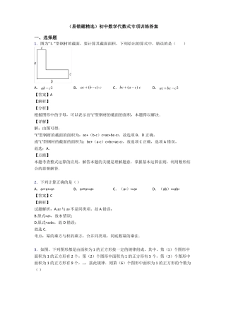 易错题精选初中数学代数式专项训练答案