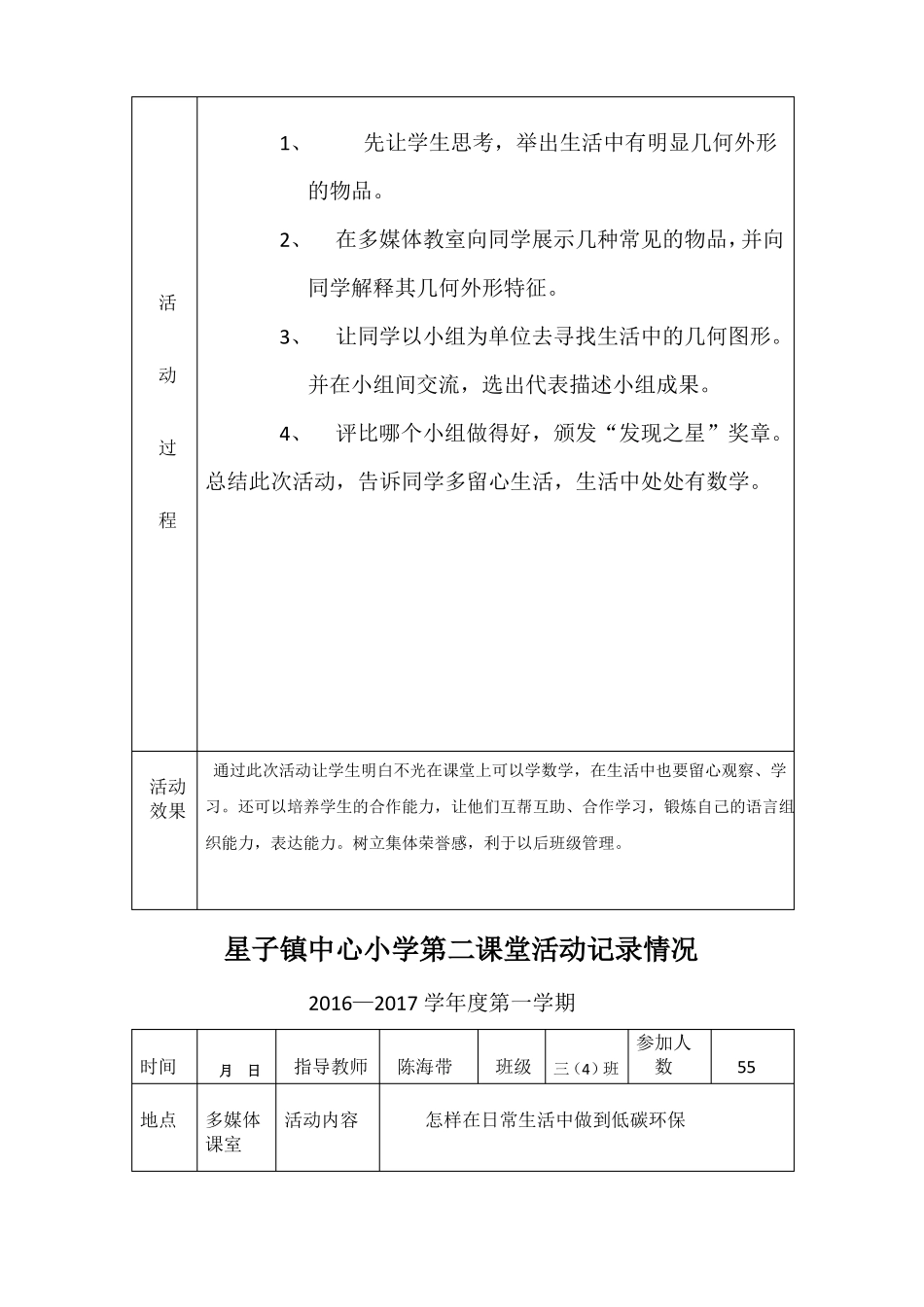星子镇中心小学第二课堂活动记录情况_第3页