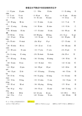 普通话易读错字词