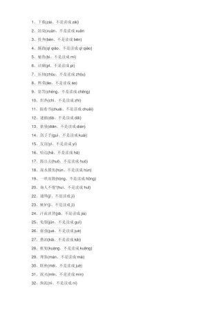 普通话易错字汇总